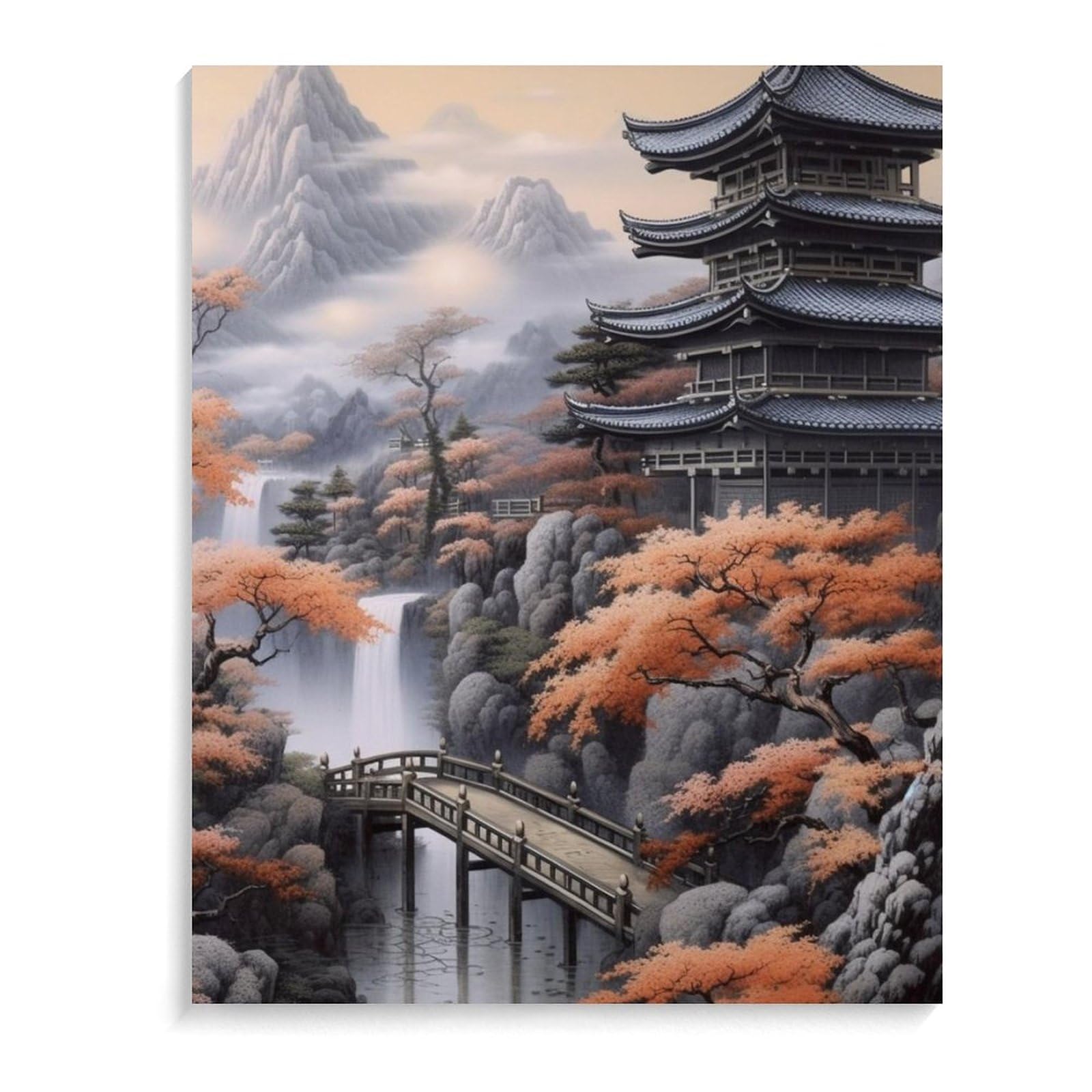 Amazon | 桜も山も 数字油絵 日本画写実的な風景画 数字キット